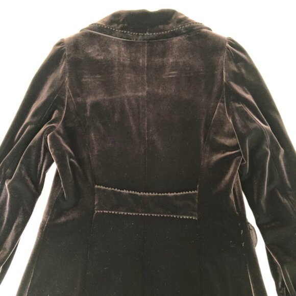 Wanko Vintage Notch Collar Lined Coat w Brocade embroidery Details Wine Sz 36 - Picture 8 of 13